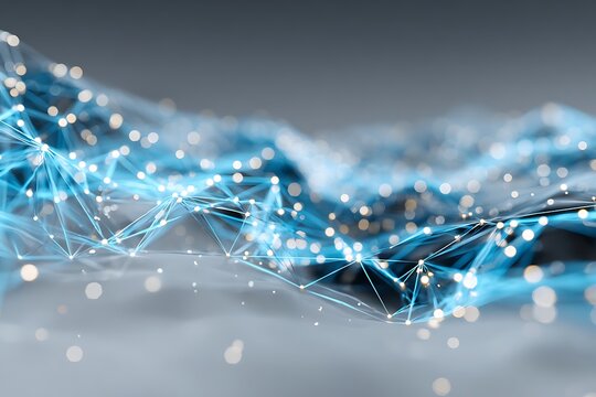 Abstract digital network glowing lines and dots technology concept