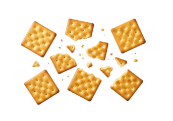 Crackers Isolated Transparent Background Golden Snack Crispy