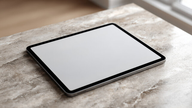Modern tablet with blank screen on stone surface for mockup use - Powered by Adobe