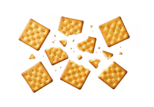 Crackers Isolated Transparent Background Golden Snack Crispy