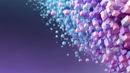 Clean corporate presentation layout featuring purple teal AI data grid from the lower right, spacious gradient zone for analytics dashboard marketing template concept and bold business messaging