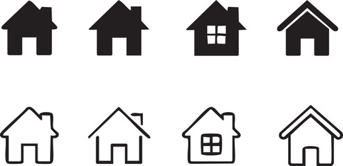 House icon set symbol home vector sign residence