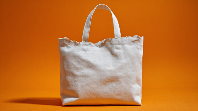 Canvas bag on an orange background.