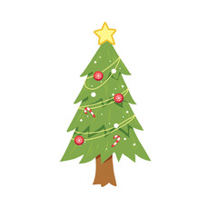 Christmas Tree Vector Illustration | Festive Holiday Decoration, perfect for Christmas and New Year projects. Ideal for greeting cards, gift tags, packaging designs, posters.