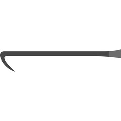 Simple Dark Gray Crowbar Tool Isolated on White Background with Transparent Background