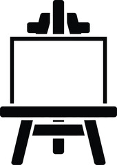 Wooden easel with canvas in flat style vector illustration 