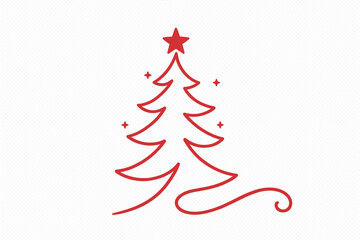 line art of christmas tree red 