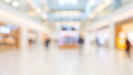 a bustling shopping mall with bright lights and people walking around
