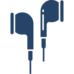 Simple Dark Blue Earbud Icons With Transparent Background And White Highlight Detail