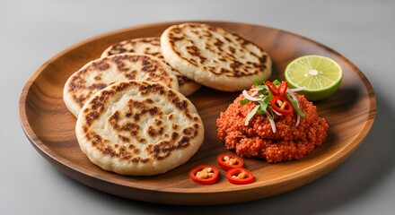 Freshly prepared coconut roti served with spicy pol sambol