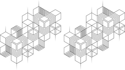 Isometric Geometric Pattern Duplication cubes lines