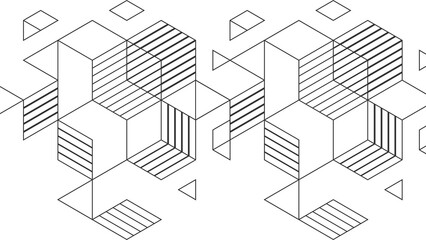 Isometric Geometric Cubes Pattern triangles black