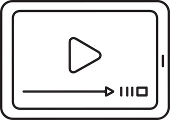 Tablet device displaying a video player interface with play button