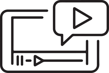 Fototapeta premium Digital video player icon with play button and speech bubble