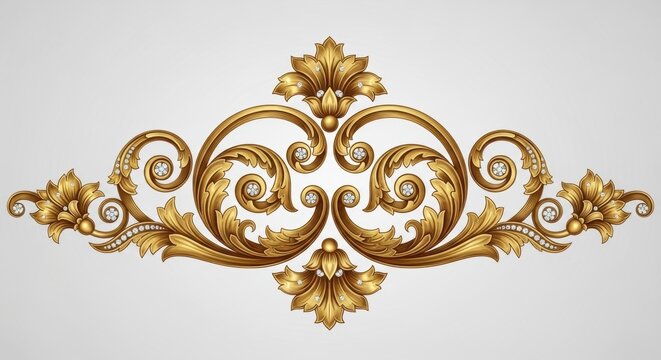 Ornate Golden Scrollwork with Diamonds, Decoration, Design, Flourish