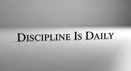 A motivational quote displayed on a plain wall that emphasizes the importance of discipline in daily life and personal growth