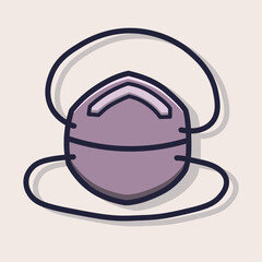 Protective Medical Mask Line Art Illustration Depicting Safety Respirator Used for Infection Prevention, Healthcare Protection, and Daily Hygiene Care in Hospitals and Clinics