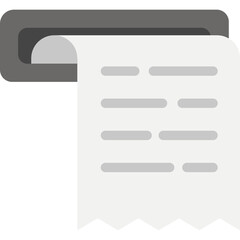Simple Gray Receipt Printer Icon on a Transparent Background with White Paper Scroll and Dark Gray Slot