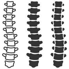 Vector icon of human spine and vertebrae in black style