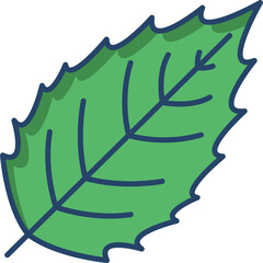 Simple Green Leaf Icon With Dark Outline Transparent Background Simple Flat Design