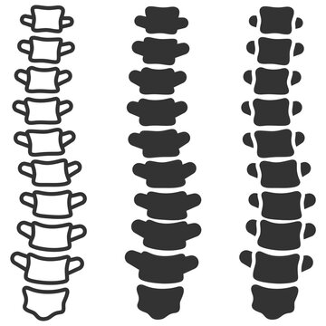 Vector icon of human spine and vertebrae in black style