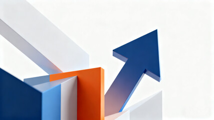 Abstract geometric shapes and arrows symbolizing business strategy and direction on a clean white background.