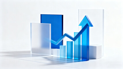 Abstract geometric shapes and arrows symbolizing business strategy and direction on a clean white background.