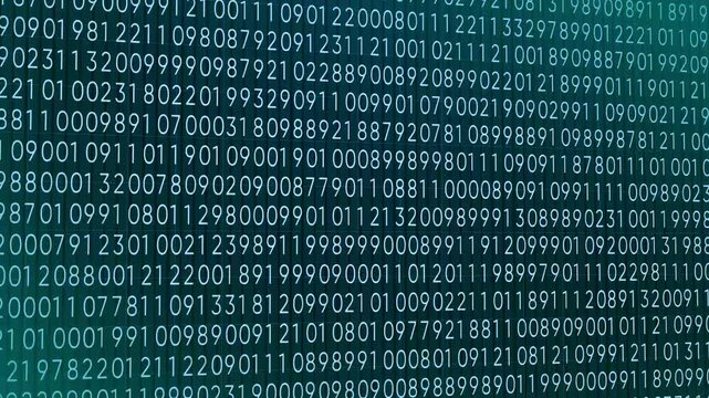 Binary Code Animation, technology concept. 4K Binary Code Random Number Digital Background
