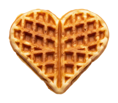 Heart-shaped waffle delight kitchen food cozy atmosphere isolated on transparent background