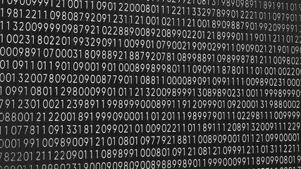 Abstract representation of flowing binary code and digital numbers in futuristic white environment, symbolizing technology, and information transformation. video concept of digital and data processing - Powered by Adobe
