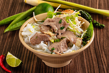 Vietnamese pho bo soup with beef