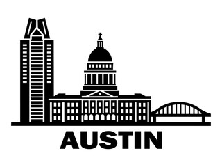Austin Skyline Silhouette Logo Design
