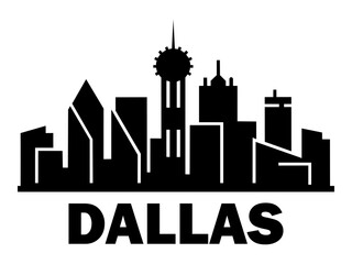 Dallas Skyline Silhouette Logo Emblem for Branding
