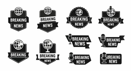 Collection of News, Media, and Broadcasting Vector Logo Icons Set