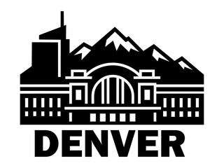 Denver Skyline Silhouette Logo Design Element
