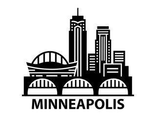 Minneapolis Skyline Silhouette Cityscape Logo Emblem Design