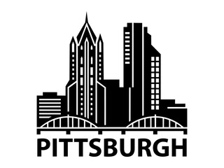 Pittsburgh Skyline Silhouette Logo Design
