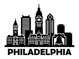 Philadelphia Skyline Silhouette Logo Design Element
