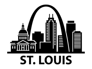 St Louis Skyline Silhouette Logo Emblem Design
