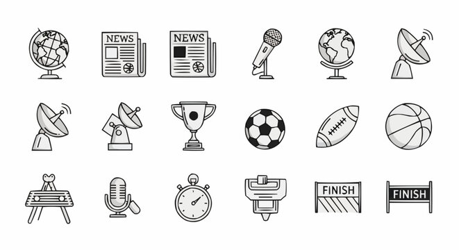 Collection of News, Media, and Broadcasting Vector Logo Icons Set