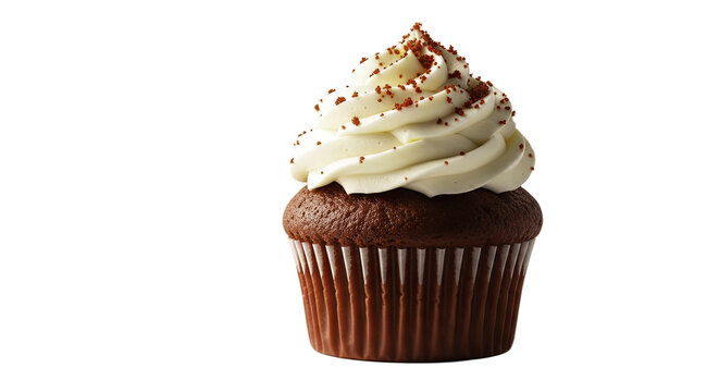 Gourmet Cupcake with Swirled Frosting and Sprinkles on Transparent