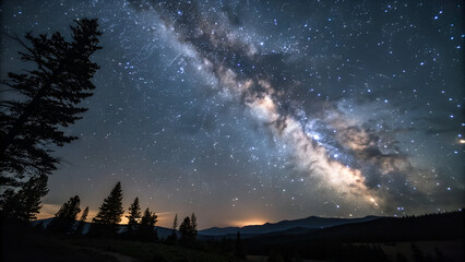 Milky way dark sky and starry loop. Milky way night sky and star.