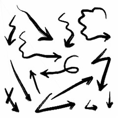Hand drawn arrows icons set a...