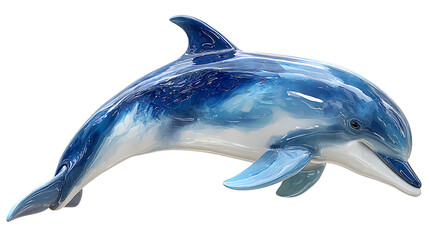 A blue and white dolphin on transparent background