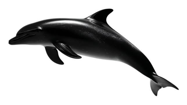 A black dolphin on transparent background - Powered by Adobe