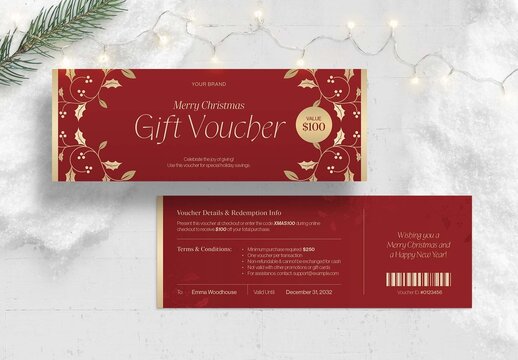 Christmas Gift Certificate, Voucher & Coupon Template for Festive Holiday Marketing