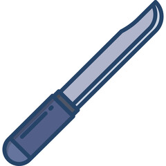 Simple illustration of a kitchen knife with a blue handle and silver blade on a transparent background isolated kitchen utensil for food preparation and cooking