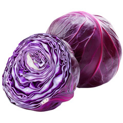 Obraz premium Vibrant Red Cabbage Still Life Cut Open for Freshness Macro Detail Healthy Eating Nutrition Cooking