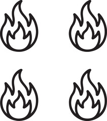 Outline Icon Set of Flames Linear Vector Style Thin Contour