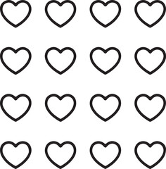 Outline Icon Set of Hearts Thin Line Vector Minimal Style